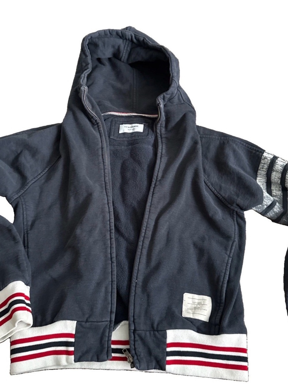 Thom Browne Navy Hooded Zip-Up Jacket sz 1 S